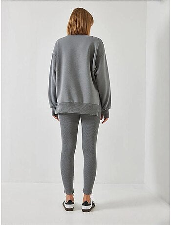 Ensemble haut et bas legging côtelé bianco lucci