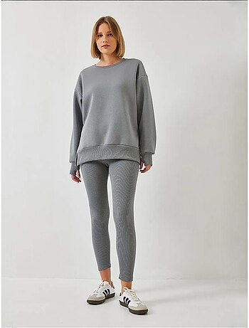 Ensemble haut et bas legging côtelé bianco lucci