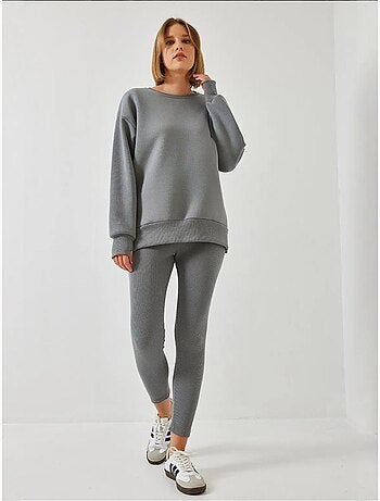 Ensemble haut et bas legging côtelé bianco lucci