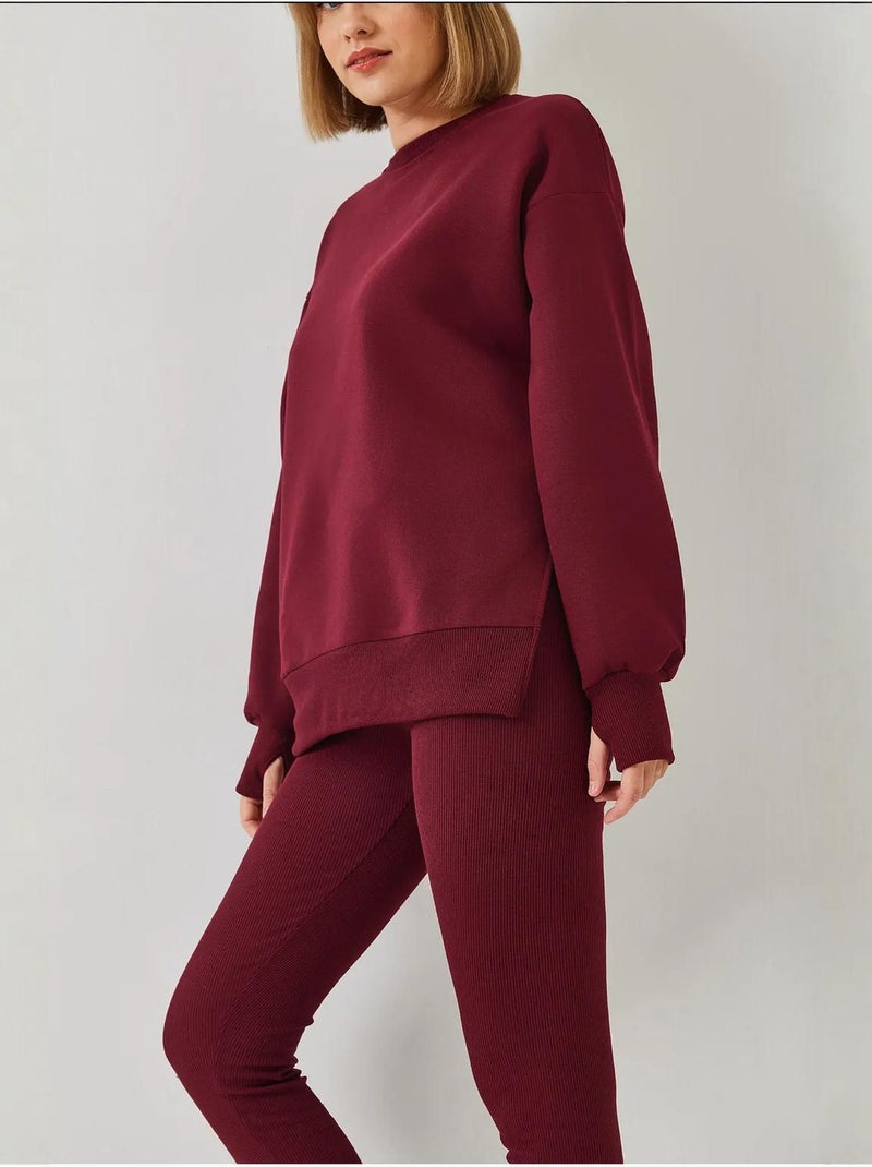 Ensemble haut et bas legging côtelé bianco lucci Rouge bordeaux - Kiabi