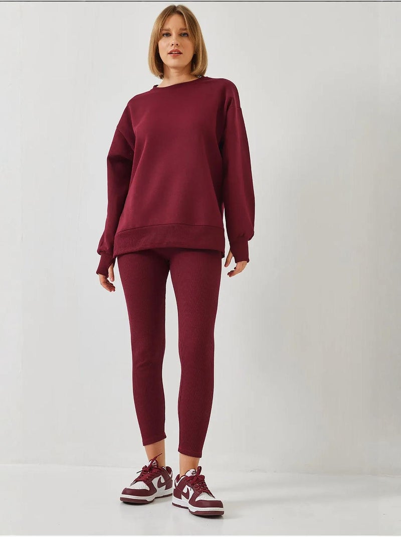 Ensemble haut et bas legging côtelé bianco lucci Rouge bordeaux - Kiabi