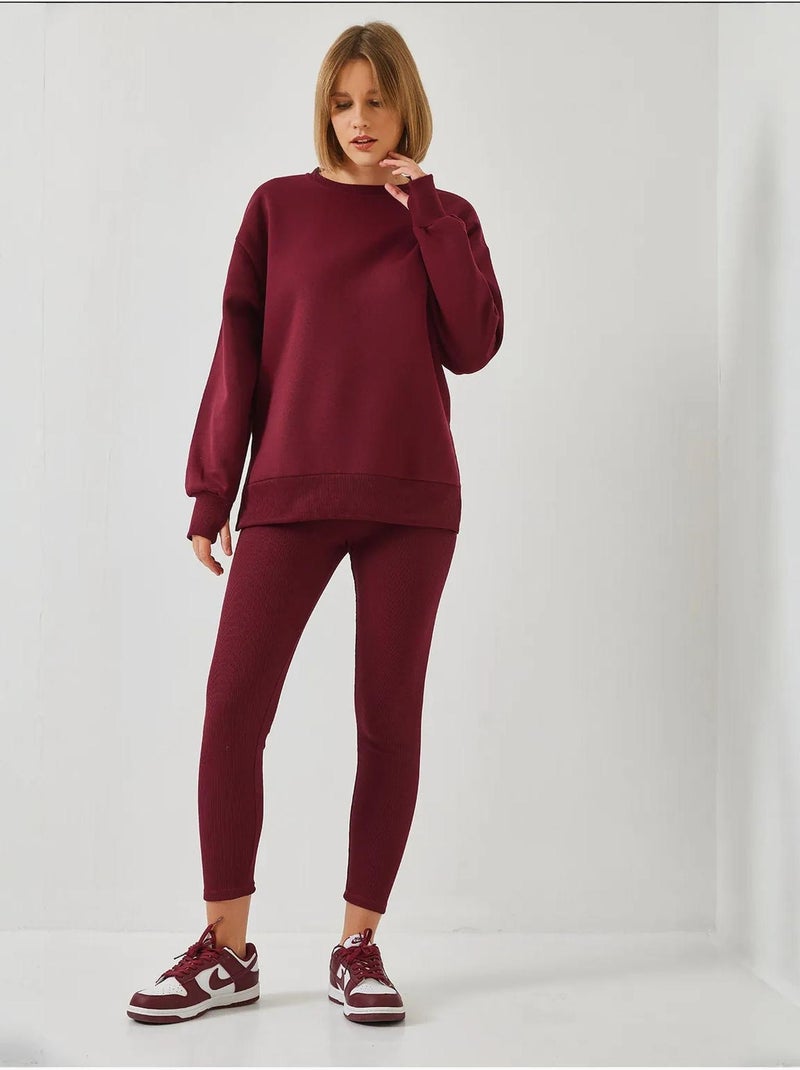Ensemble haut et bas legging côtelé bianco lucci Rouge bordeaux - Kiabi