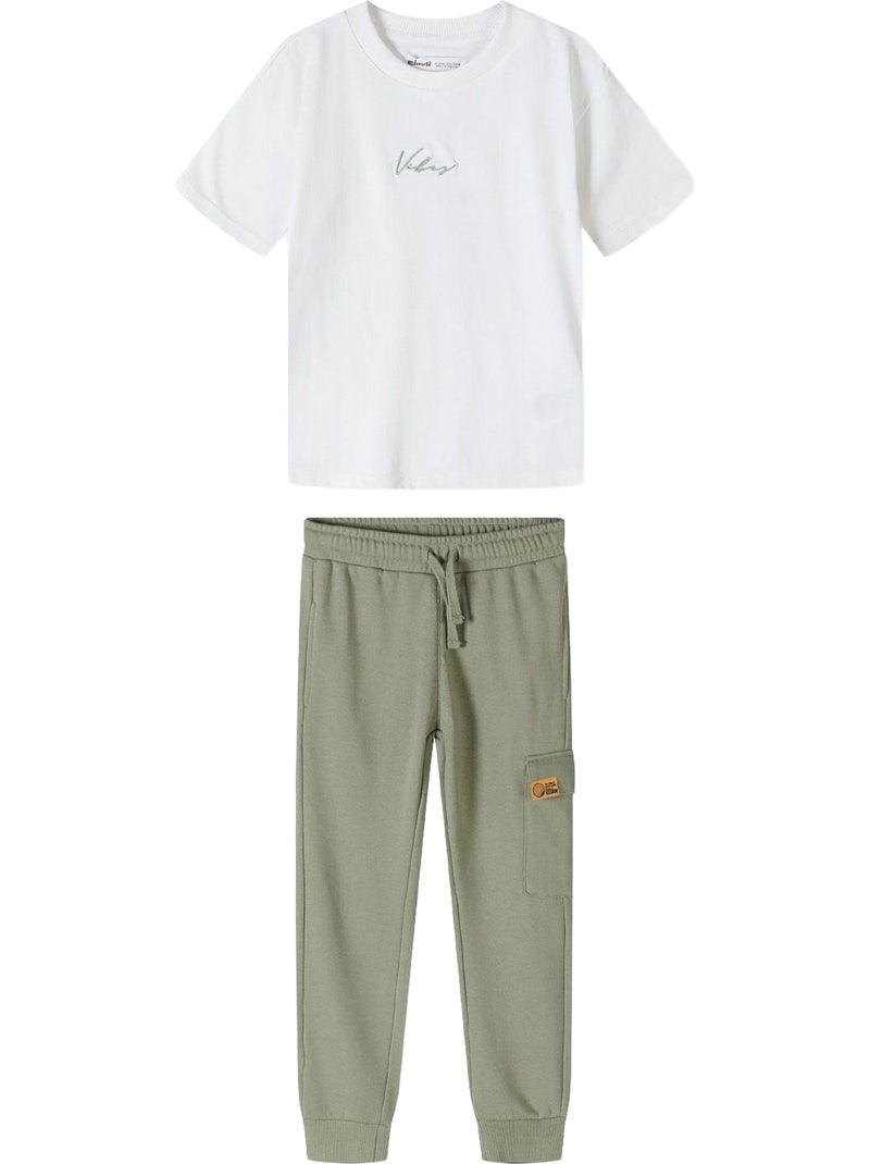 Ensemble haut et pantalon de jogging manches courtes - minoti Vert bouteille - Kiabi