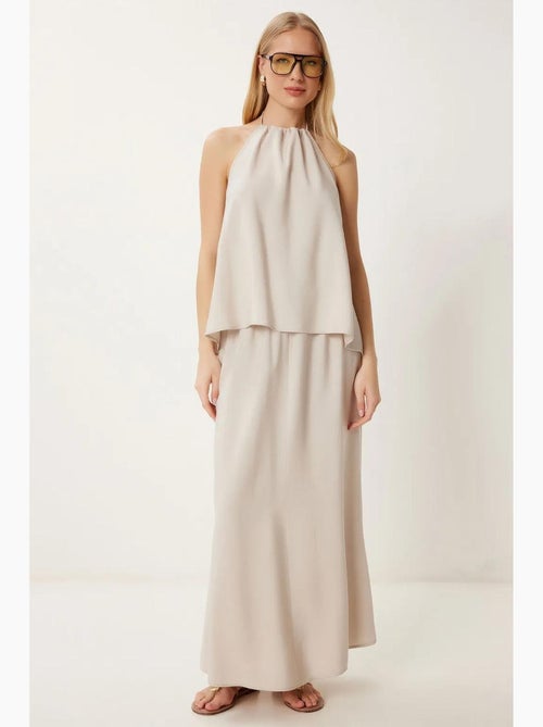 Ensemble haut halter à nouer et jupe large istanbul - Kiabi Ensemble haut halter à nouer et jupe large istanbul - Kiabi