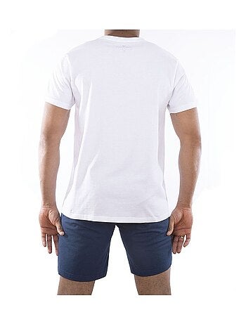 Ensemble homme Pyjama court T-shirt col rond bicolore Serge Blanco