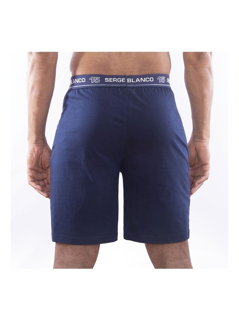 Ensemble homme Pyjama court T-shirt col rond bicolore Serge Blanco Bleu - Kiabi