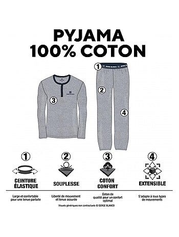 Ensemble homme Pyjama court T-shirt col rond West Serge Blanco