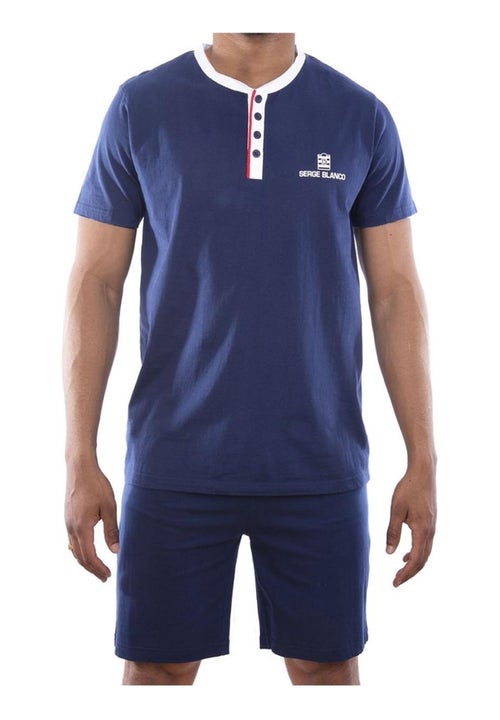 Ensemble homme Pyjama court T-shirt col tunisien Vintage Serge Blanco - Kiabi