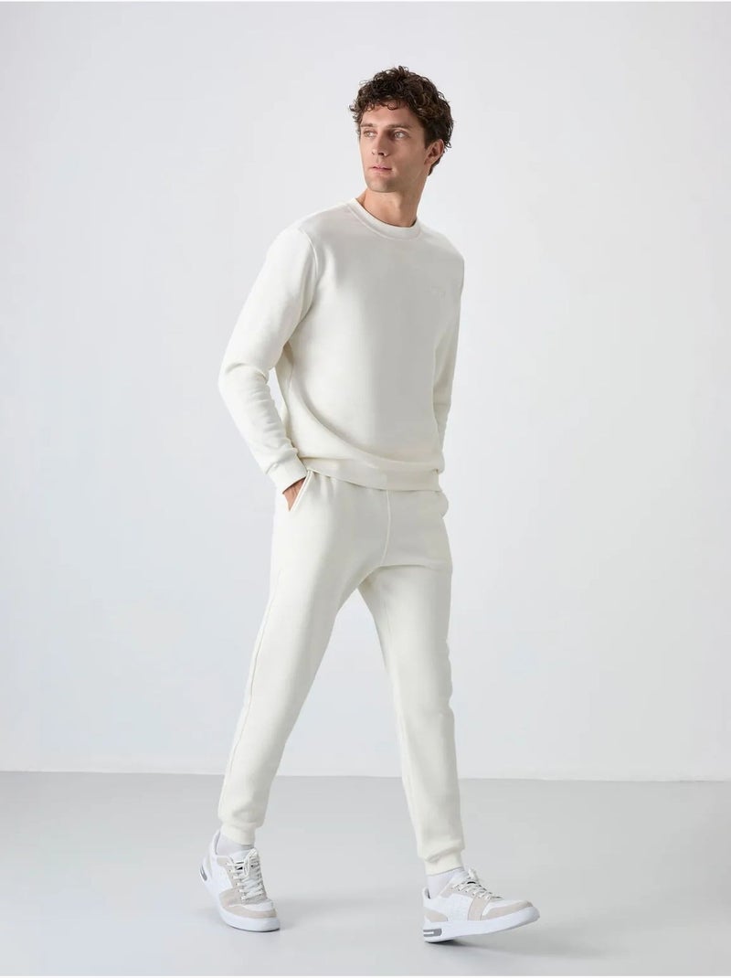 Ensemble homme sweat et pantalon à col rond manches longues tommy Blanc cassé - Kiabi
