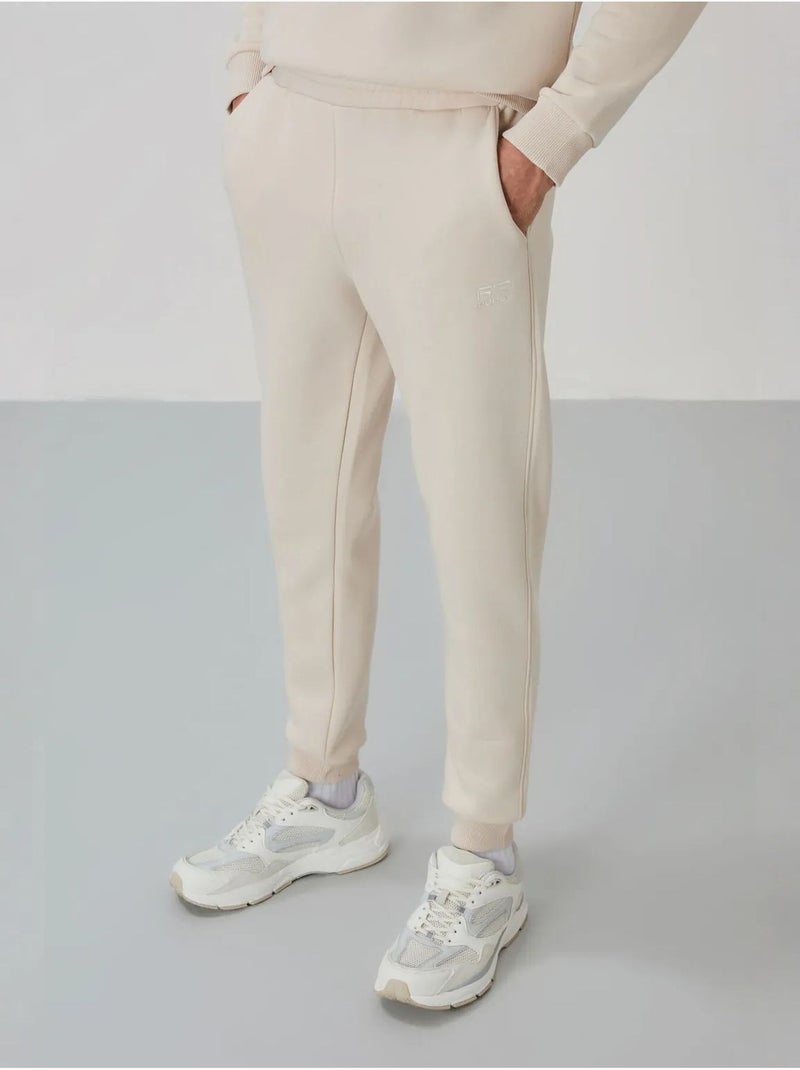 Ensemble homme sweat et pantalon à col rond manches longues tommy Ecru - Kiabi