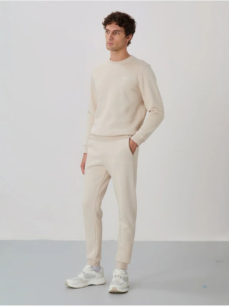 Ensemble homme sweat et pantalon à col rond manches longues tommy Ecru - Kiabi