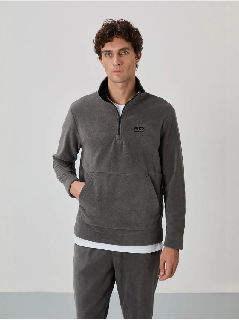 Ensemble homme sweat et pantalon à col zippé tommy Gris Noir - Kiabi
