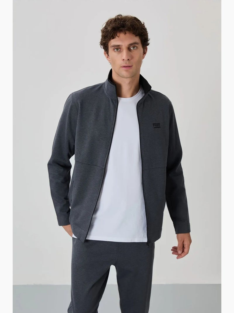 Ensemble homme sweat et pantalon à col zippé tommy Gris Noir - Kiabi