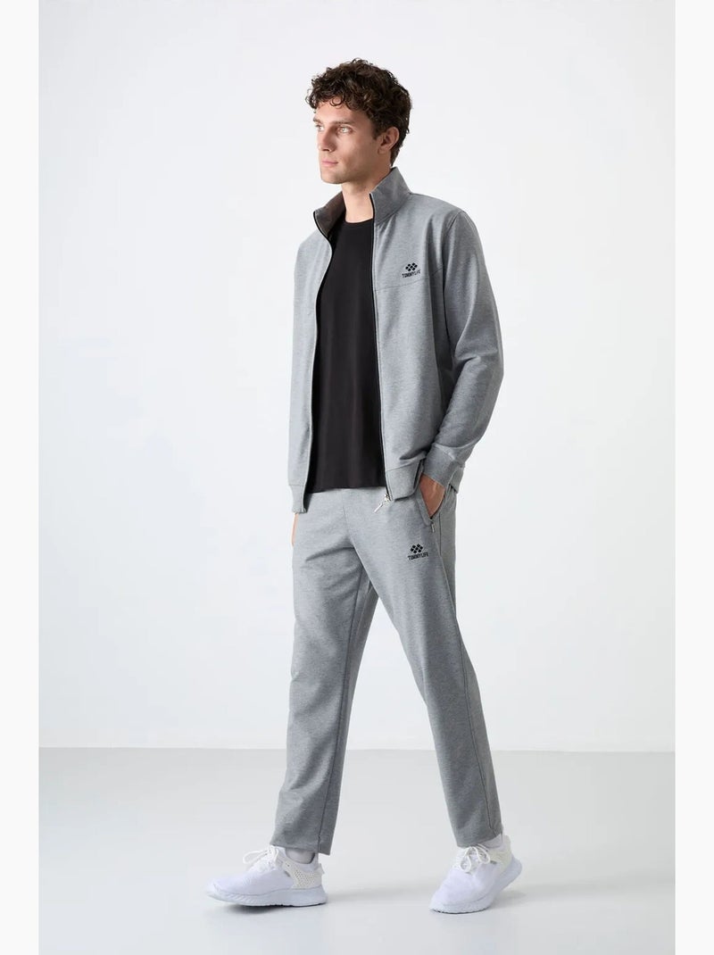 Ensemble homme sweat et pantalon coupe décontractée à col zippé tommy Gris clair - Kiabi