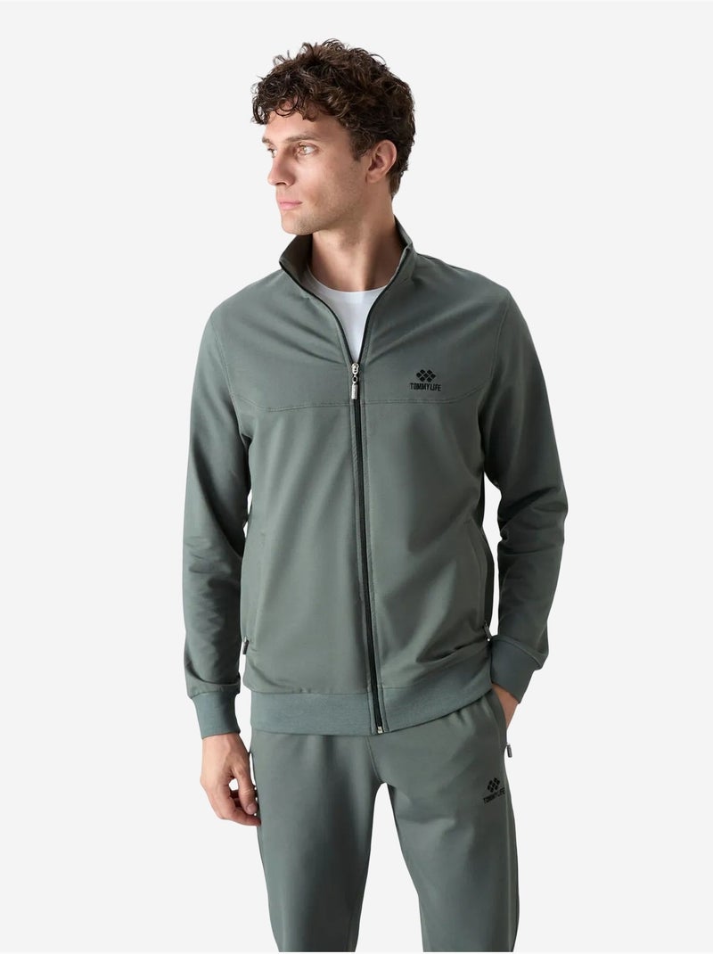 Ensemble homme sweat et pantalon coupe décontractée à col zippé tommy Gris - Kiabi