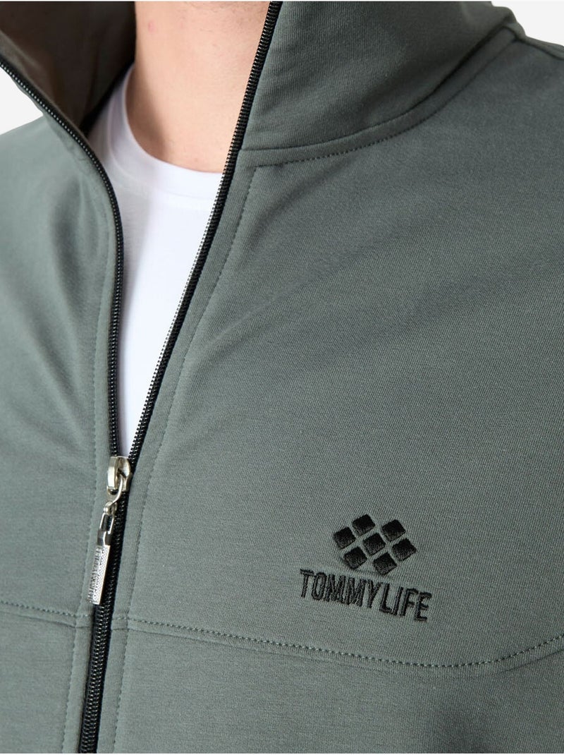 Ensemble homme sweat et pantalon coupe décontractée à col zippé tommy Gris - Kiabi