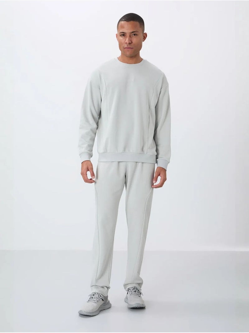 Ensemble homme sweat et pantalon en molleton coton mélangé tommy Gris clair - Kiabi