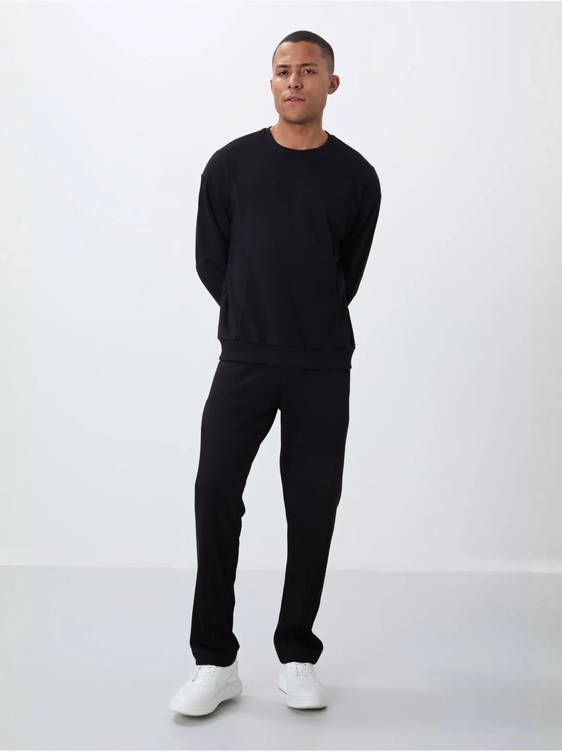 Ensemble homme sweat et pantalon en molleton coton mélangé tommy Noir - Kiabi