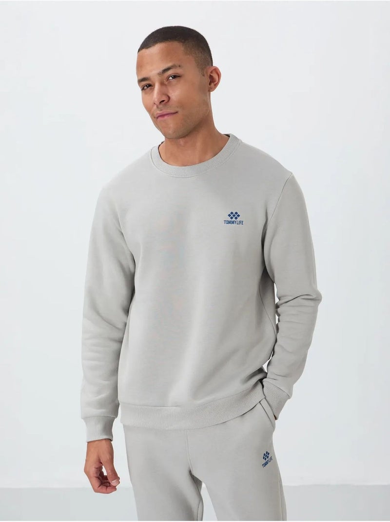 Ensemble homme sweat et pantalon en molleton tommy Gris clair - Kiabi