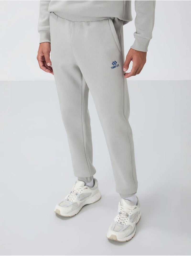 Ensemble homme sweat et pantalon en molleton tommy Gris clair - Kiabi