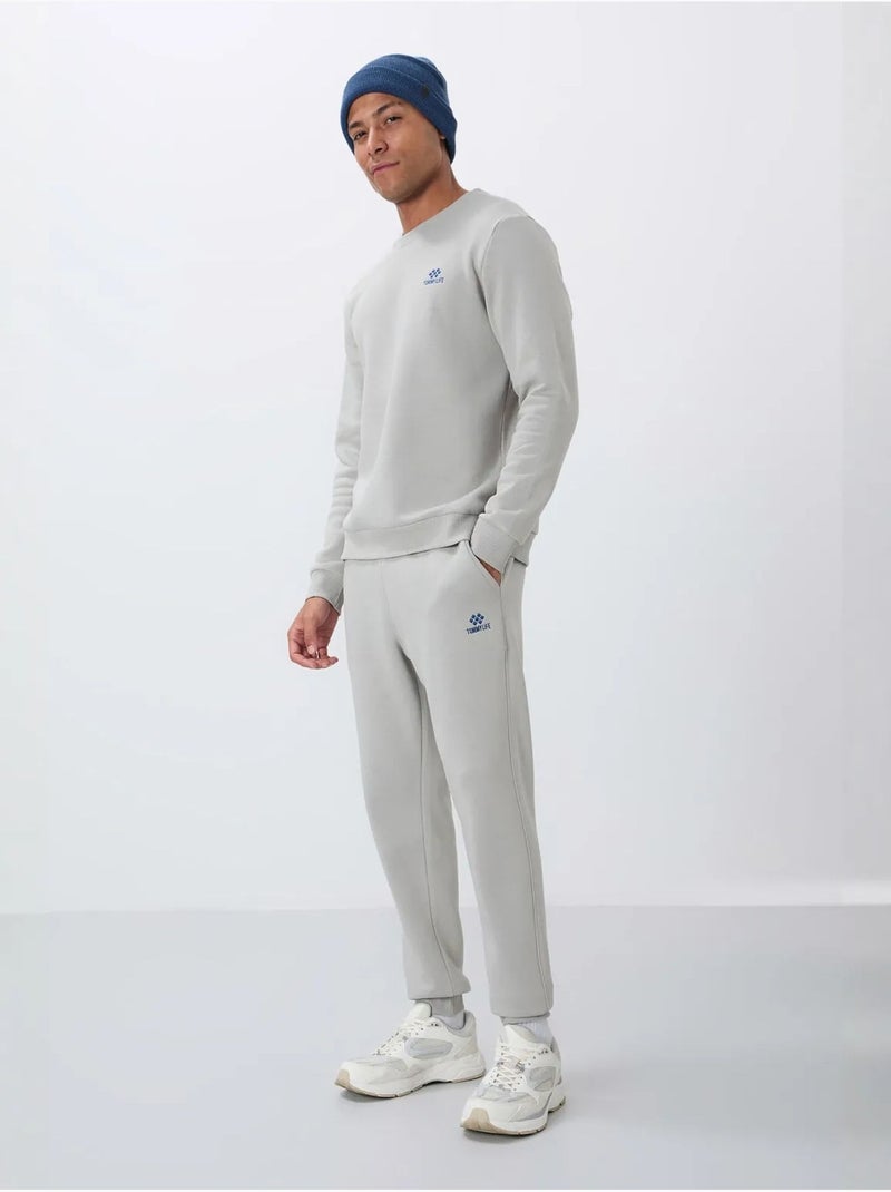 Ensemble homme sweat et pantalon en molleton tommy Gris clair - Kiabi