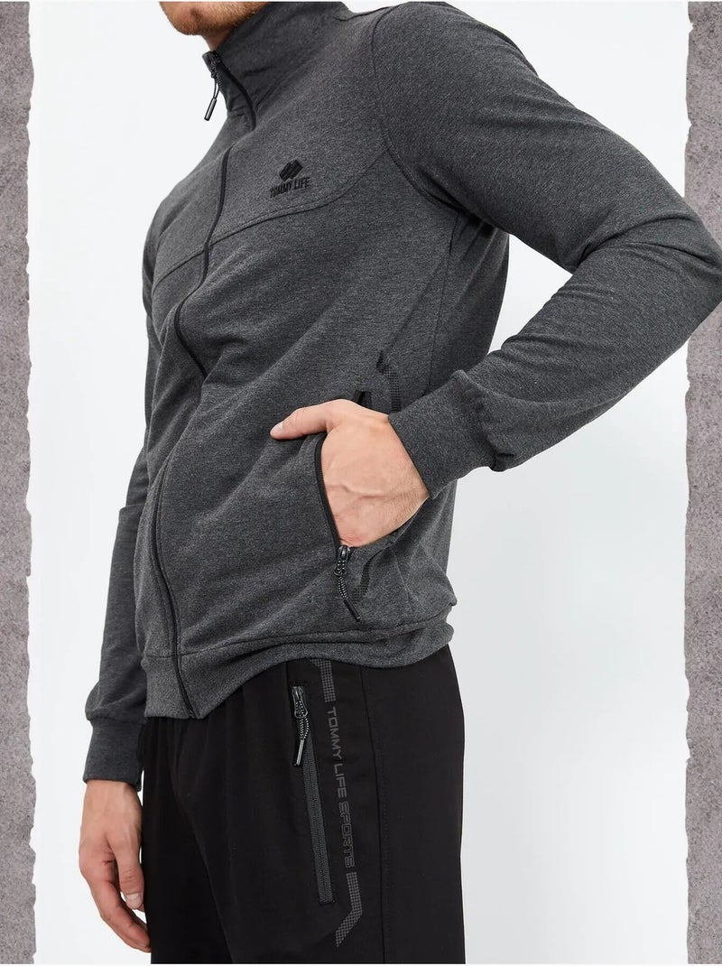 Ensemble homme sweat et pantalon zippés tommy Gris Noir - Kiabi