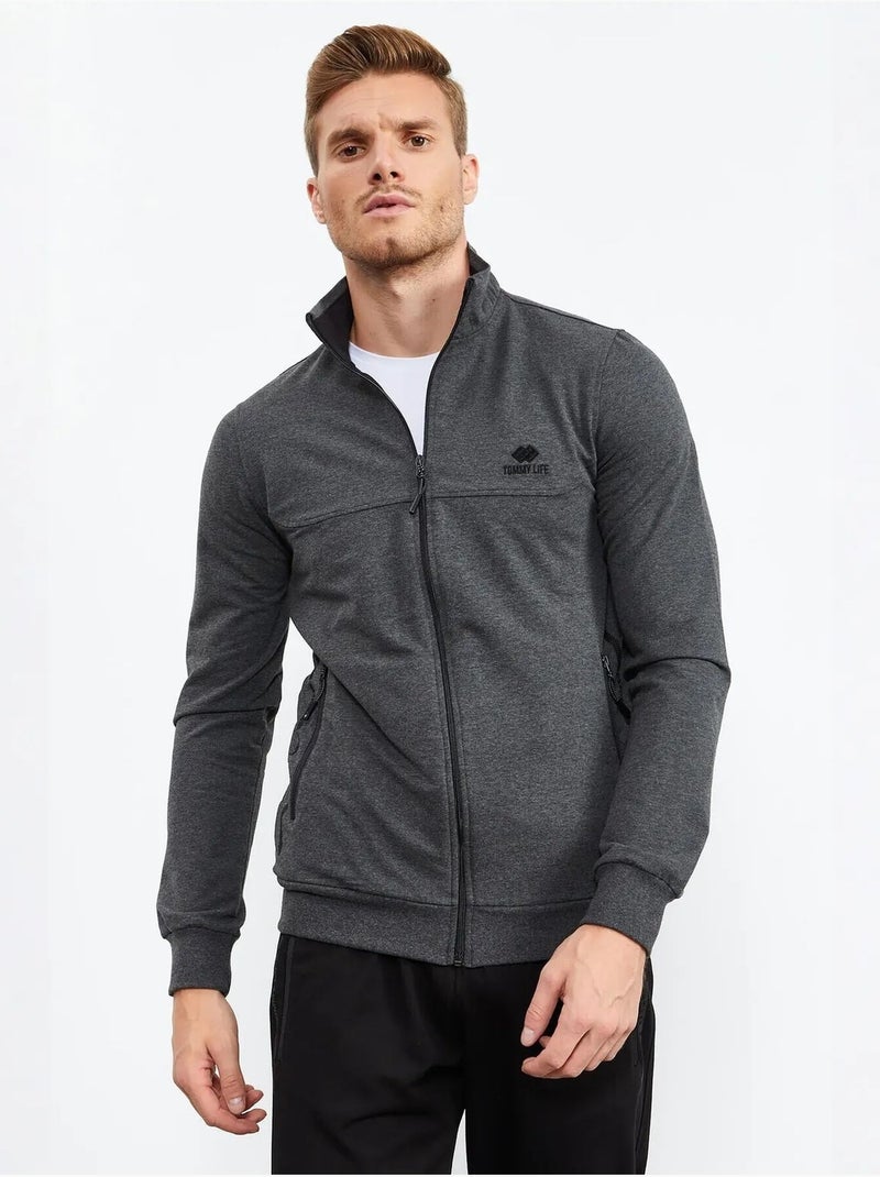 Ensemble homme sweat et pantalon zippés tommy Gris Noir - Kiabi