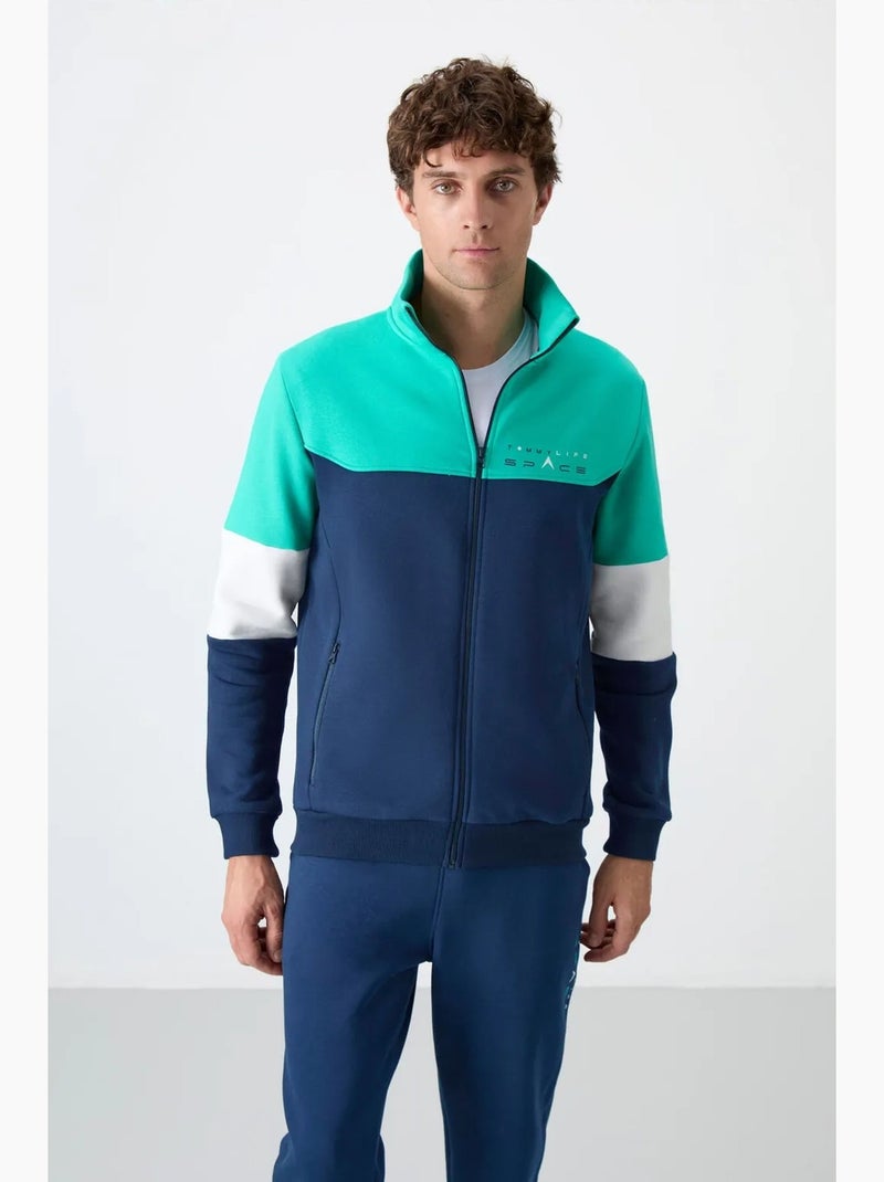 Ensemble homme sweat zippé et pantalon color-block tommy Bleu Vert Blanc - Kiabi