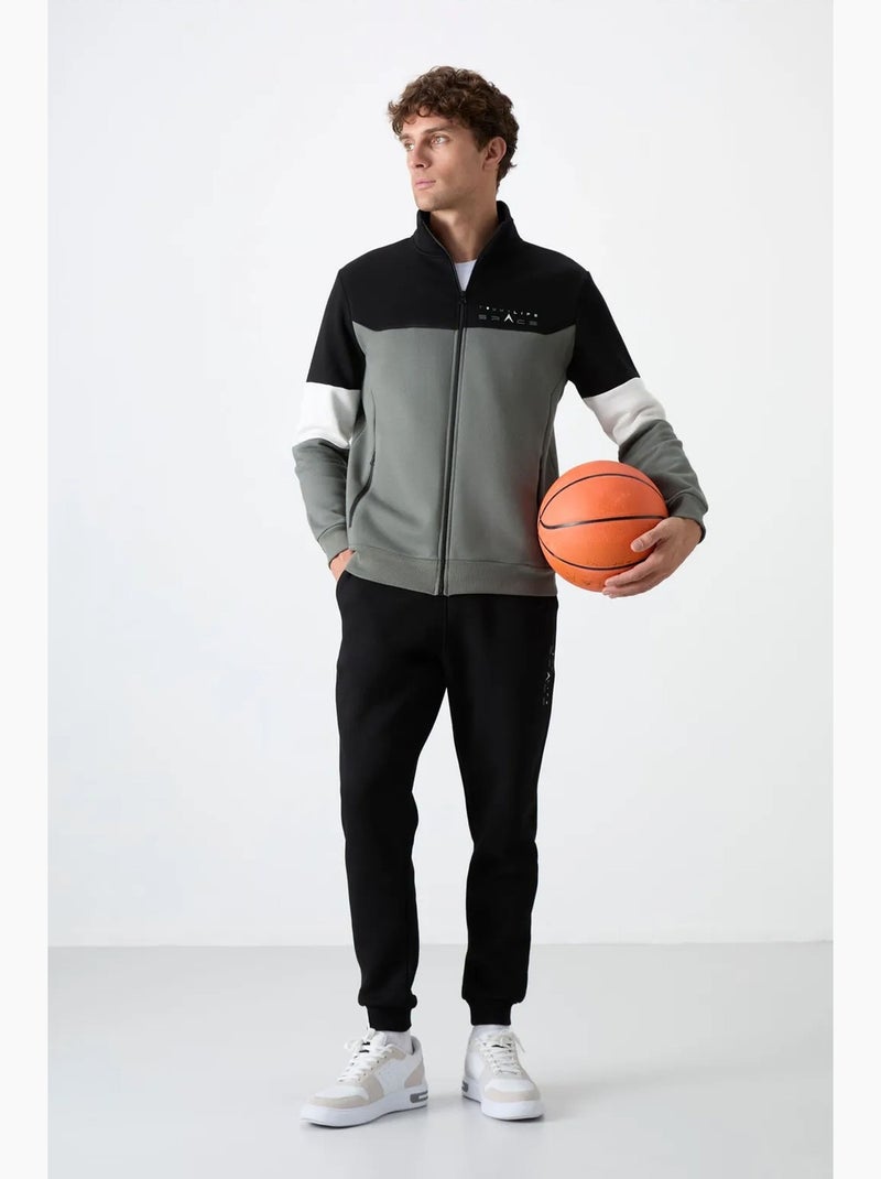 Ensemble homme sweat zippé et pantalon color-block tommy Noir Gris Blanc - Kiabi
