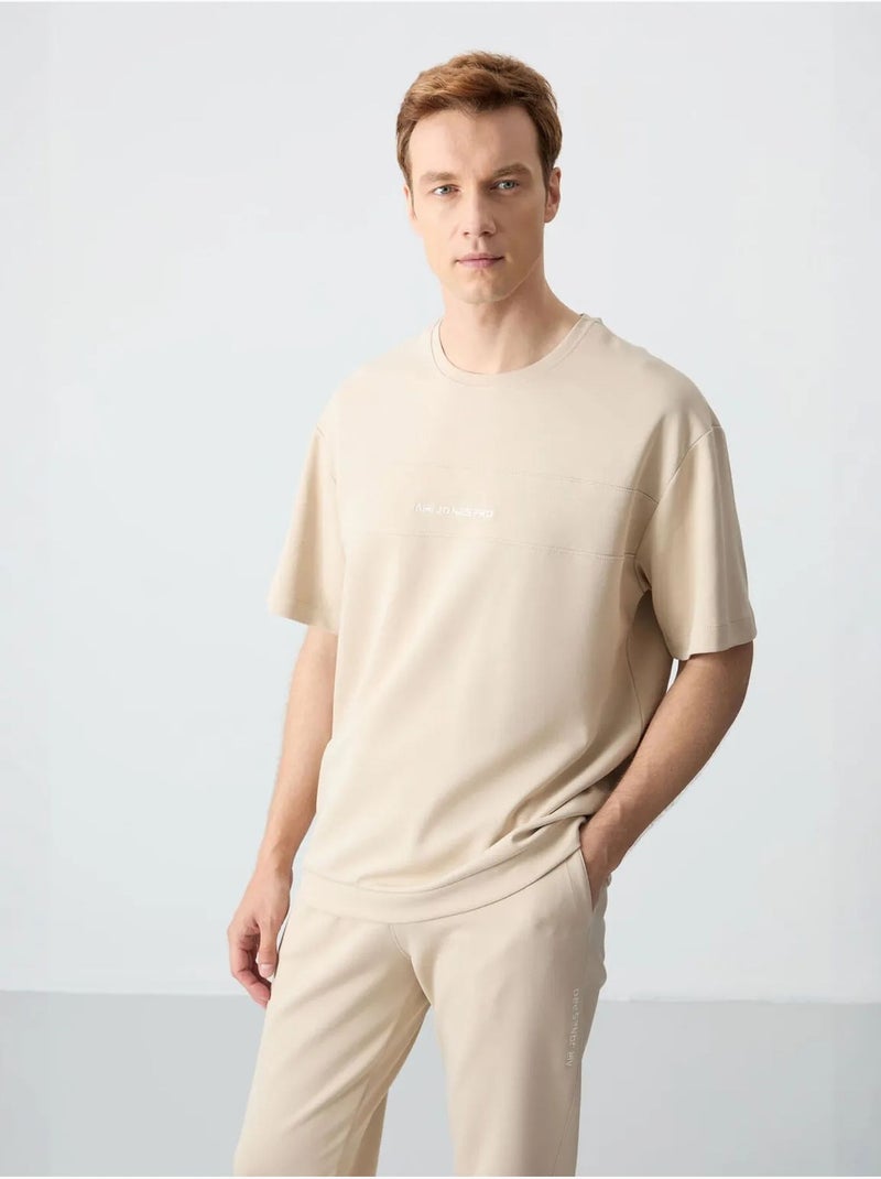 Ensemble homme t-shirt et pantalon oversize tommy Beige argile - Kiabi