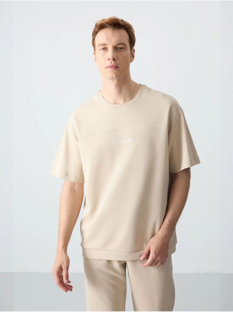 Ensemble homme t-shirt et pantalon oversize tommy Beige argile - Kiabi