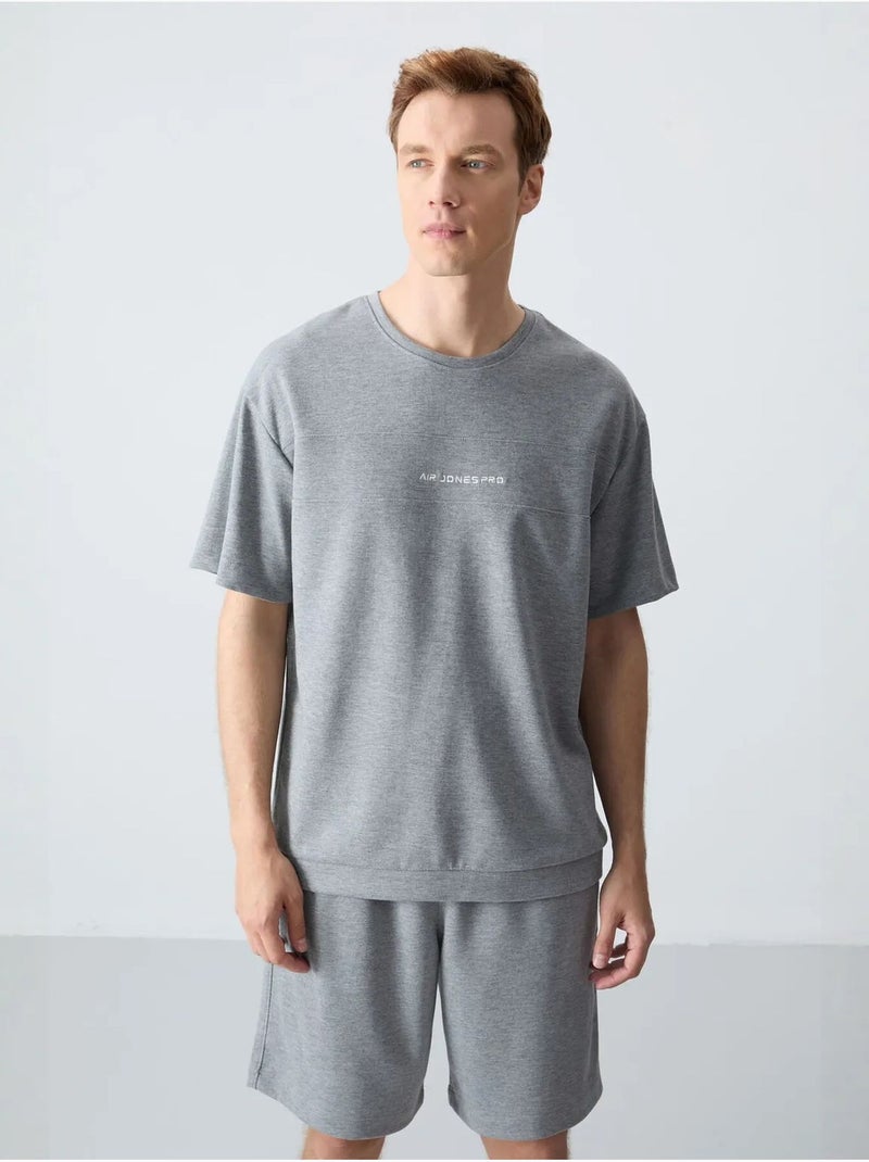 Ensemble homme t-shirt oversize et short en coton mélangé tommy Gris - Kiabi