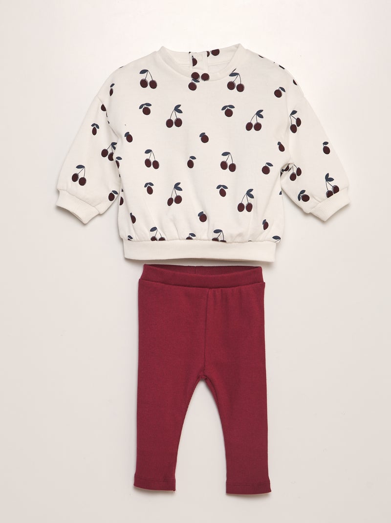 Ensemble imprimé sweat + legging - 2 pièces BLANC - Kiabi