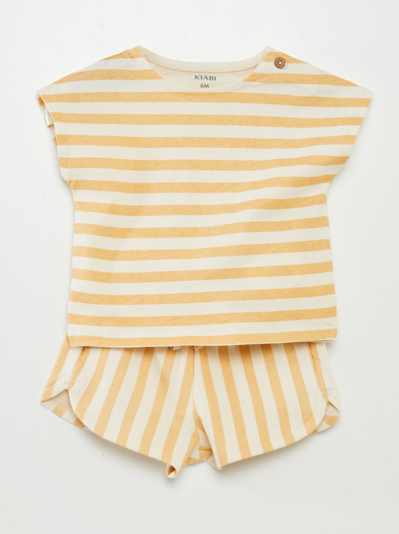 Ensemble imprimé t-shirt + short - 2 pièces BEIGE - Kiabi