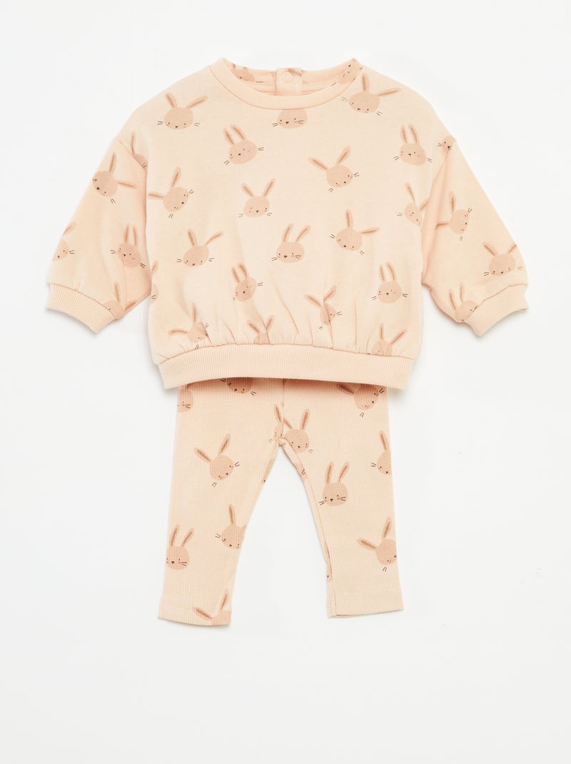 Ensemble jogging en molleton sweat + legging - 2 pièces Beige - Kiabi
