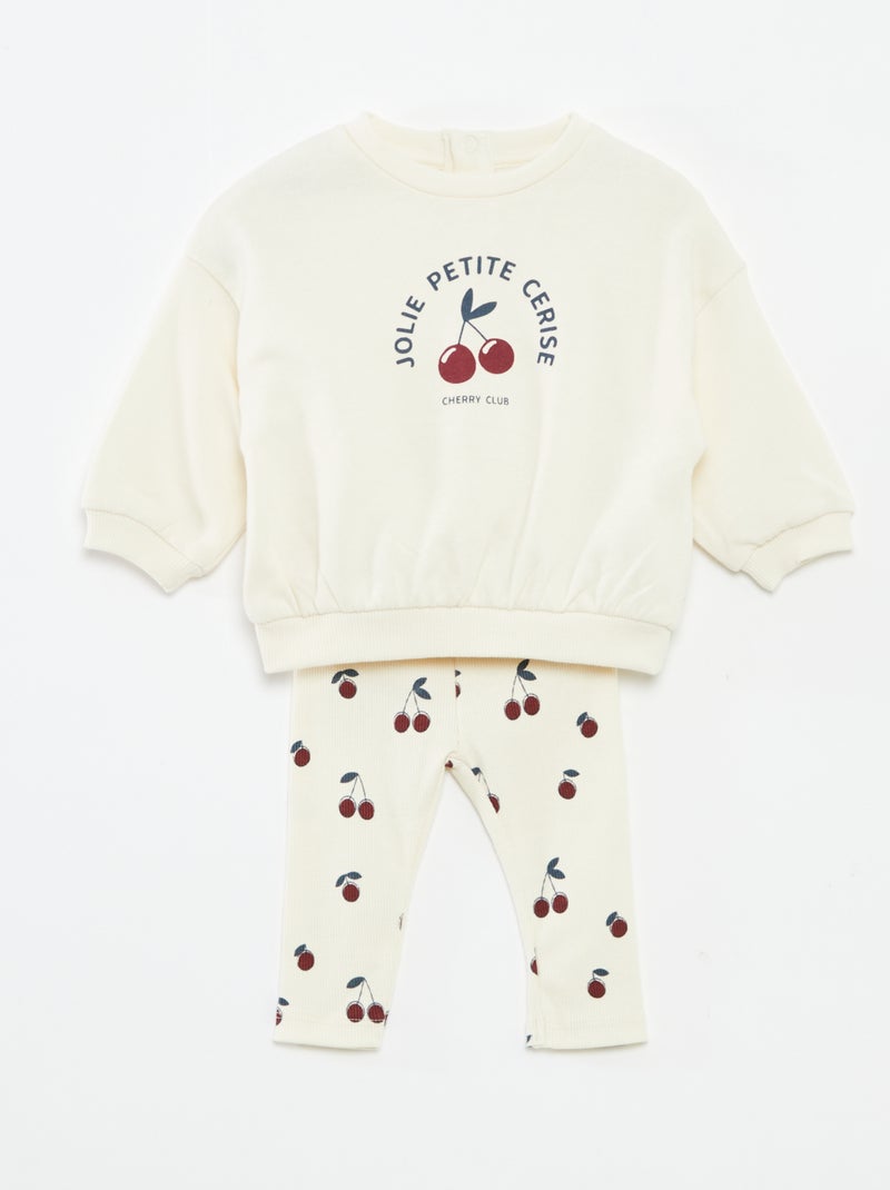 Ensemble jogging en molleton sweat legging pièces Blanc