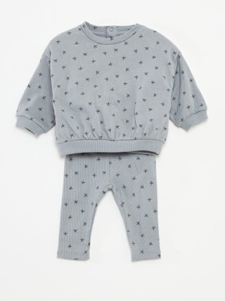 Ensemble jogging en molleton sweat + legging - 2 pièces