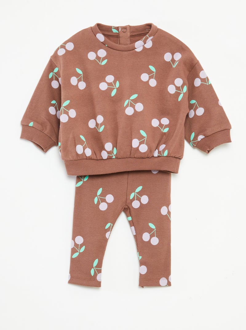 Ensemble jogging en molleton sweat + legging - 2 pièces Marron - Kiabi
