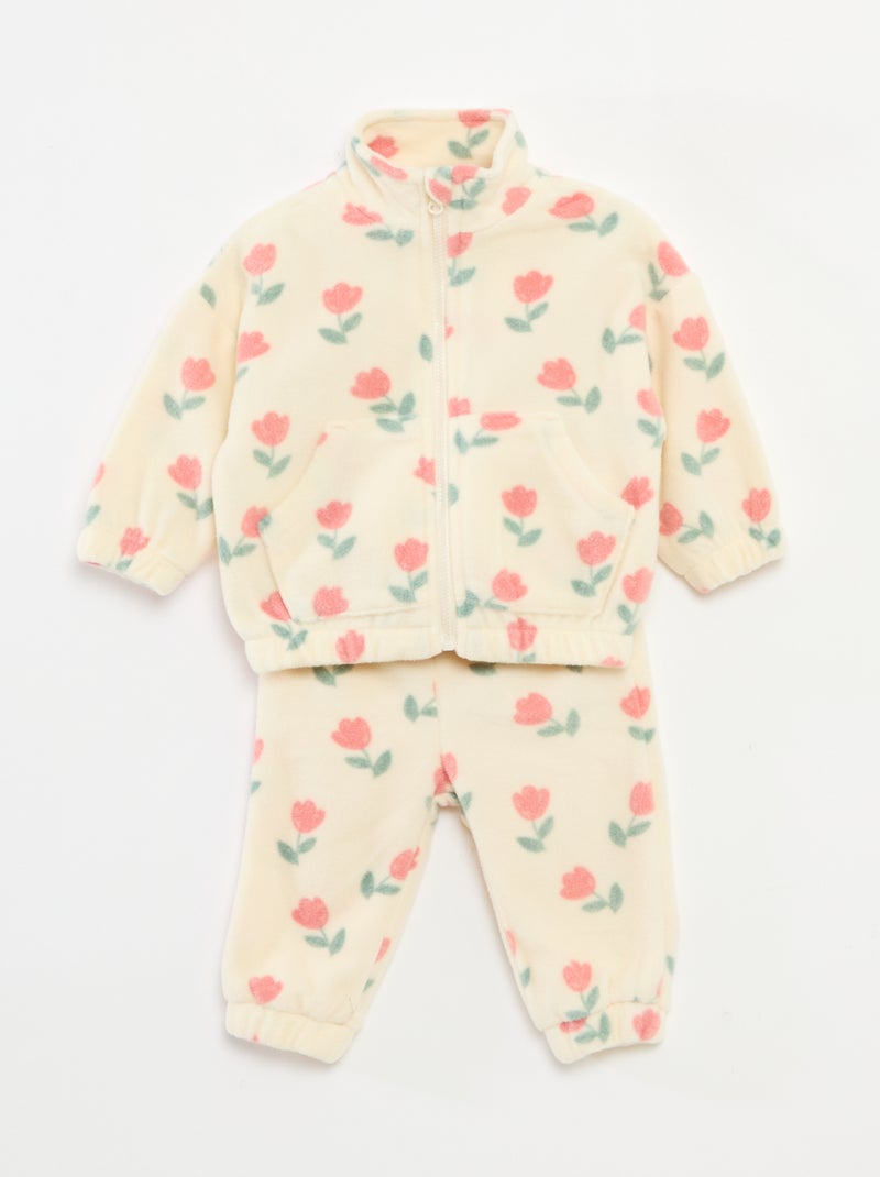 Ensemble jogging en polaire veste zippée + pantalon - 2 pièces Blanc - Kiabi