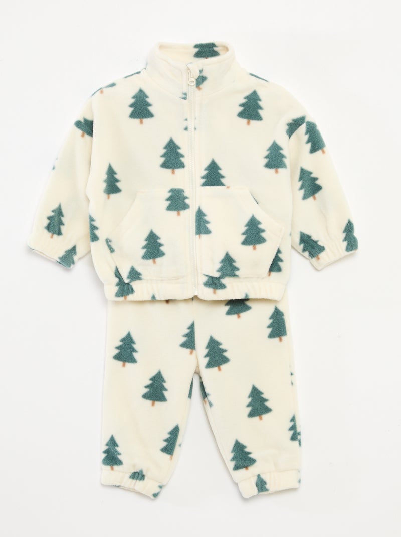 Ensemble jogging en polaire veste zippée + pantalon - 2 pièces Blanc - Kiabi