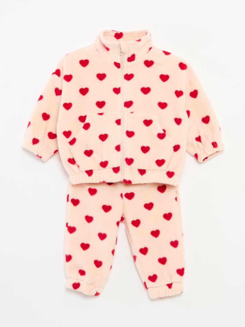 Ensemble jogging en polaire veste zippée + pantalon - 2 pièces Rose - Kiabi