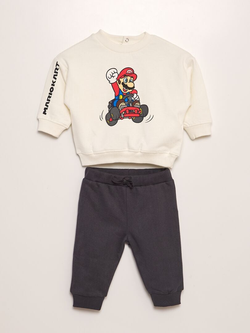 Ensemble jogging 'Mario Kart' sweat + pantalon - 2 pièces Blanc - Kiabi