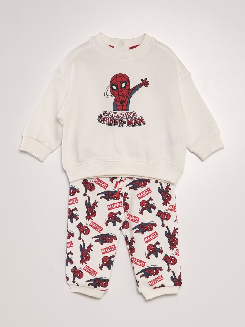 Ensemble jogging 'Spider-Man' 'Marvel' sweat + pantalon - 2 pièces BLANC - Kiabi