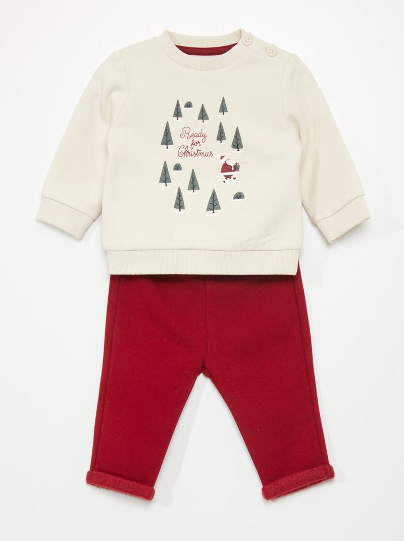 Ensemble jogging sweat + pantalon - 2 pièces Blanc/rouge - Kiabi