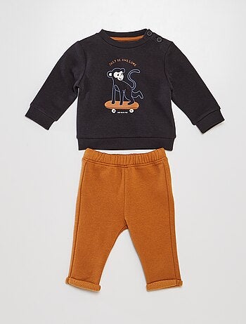 Ensemble sweat et pantalon avec bonnet bébé mixte en molleton Mini Souris -  PETIT BEGUIN