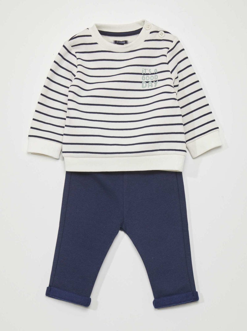 Ensemble jogging sweat + pantalon - 2 pièces Marinière - Kiabi