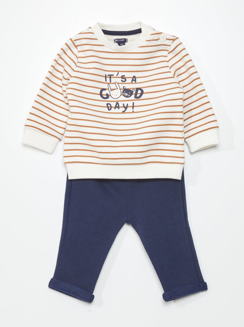 Ensemble jogging sweat + pantalon - 2 pièces Marron - Kiabi