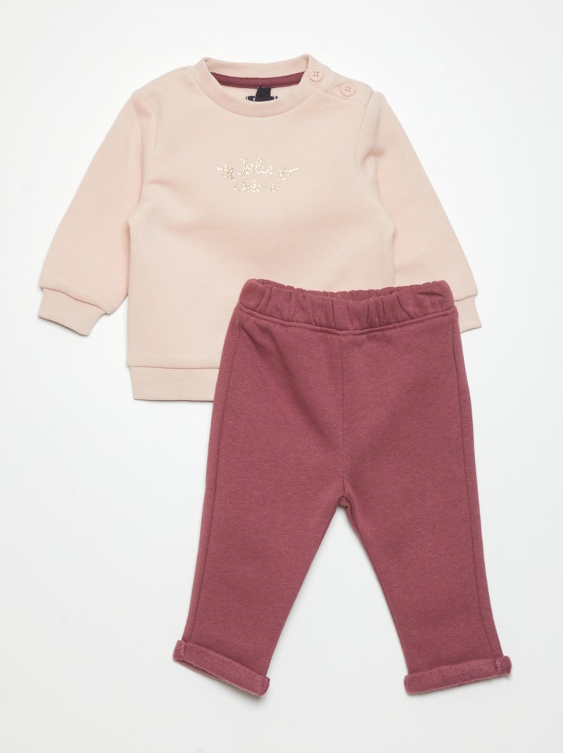 Ensemble jogging sweat + pantalon - 2 pièces Rose/violet - Kiabi