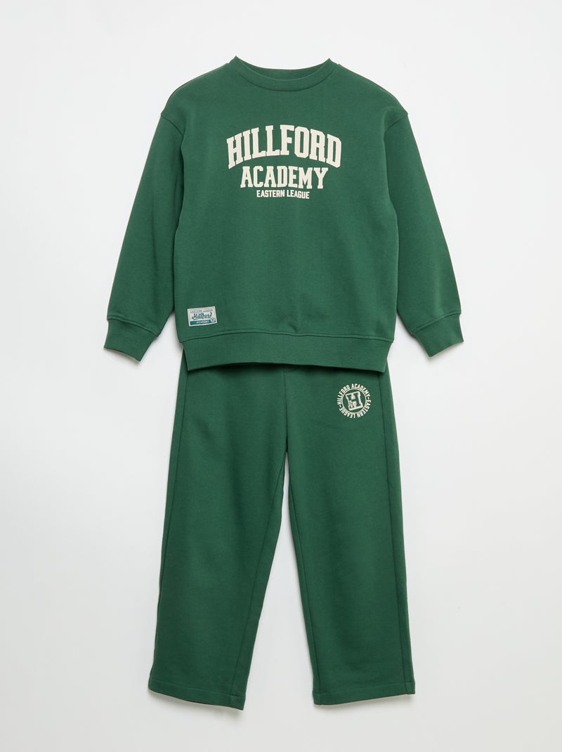 Ensemble jogging sweat + pantalon - 2 pièces Vert - Kiabi