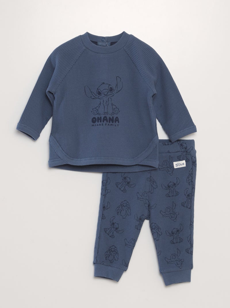 Ensemble jogging sweat + pantalon 'Disney' en nid d'abeilles - 2 pièces BLEU - Kiabi